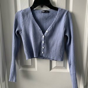 Cropped periwinkle blue cardigan